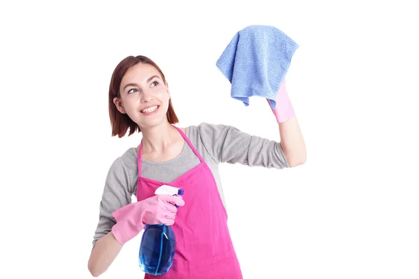 Giovane casalinga pulizia i — Foto Stock