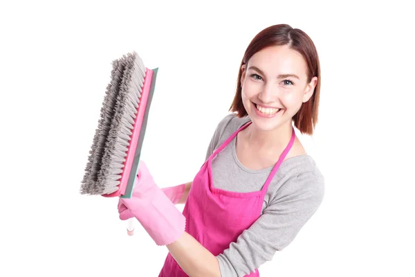 Feliz mulher de limpeza dona de casa — Fotografia de Stock