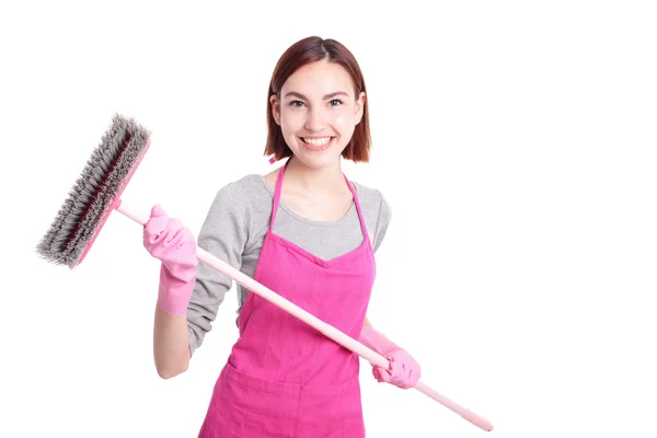 Feliz mulher de limpeza dona de casa — Fotografia de Stock