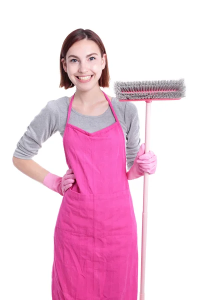 Feliz mulher de limpeza dona de casa — Fotografia de Stock