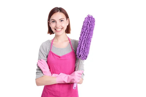 Mujer limpiadora sonriendo — Foto de Stock
