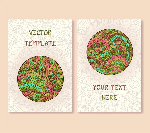 Vintage doodle card template set — Stock Vector