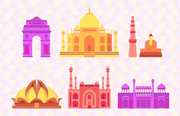 Ilustración vectorial edificios indios — Vector de stock
