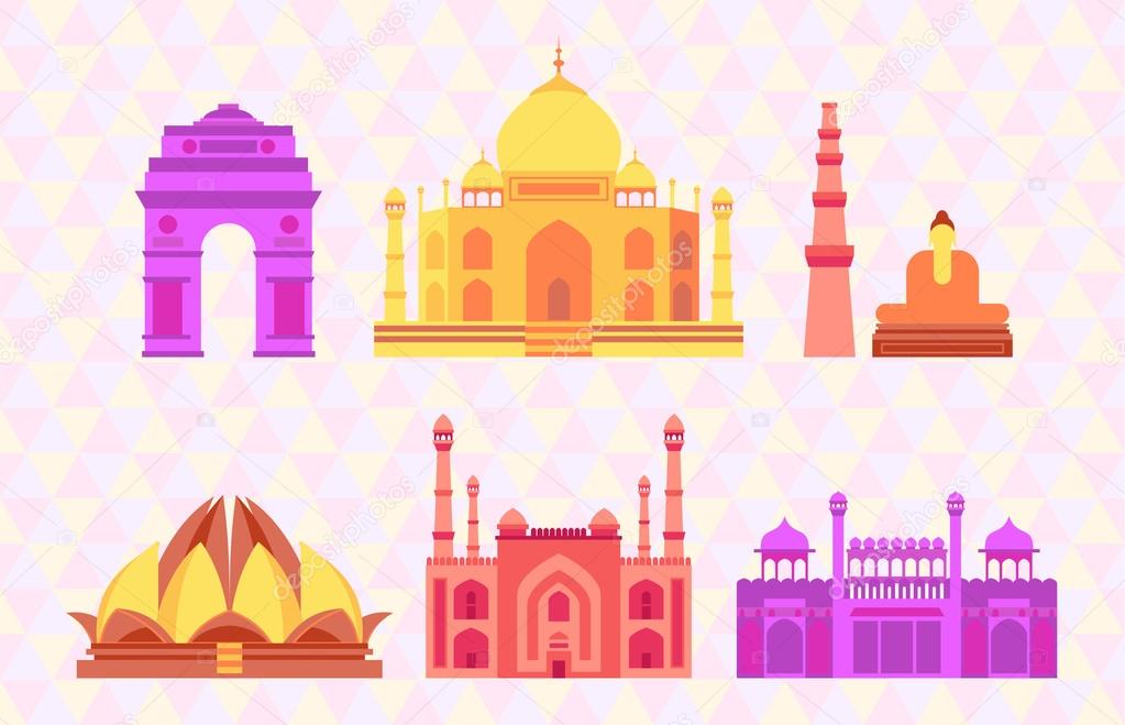 Indian buildings vector illustration
