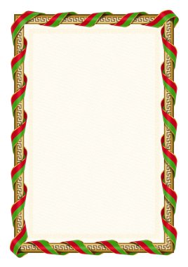 Belarus bayrağı ile dikey çerçeve ve sınır, sertifikanız ve diplomanız için şablon unsurları. Vektör.