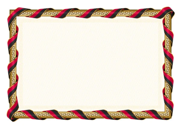 Οριζόντιο Πλαίσιο Και Σύνορα Σημαία Αγκόλα Στοιχεία Πρότυπο Για Πιστοποιητικό — Διανυσματικό Αρχείο