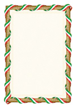 Kongo bayrağı ile dikey çerçeve ve sınır, sertifikanız ve diplomanız için şablon elemanları. Vektör.