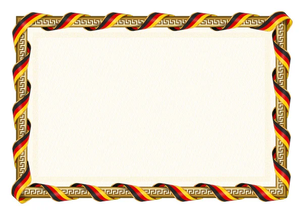 Горизонтальная Рамка Граница Флагом Германии Элементы Шаблона Сертификата Диплома Вектор — стоковый вектор