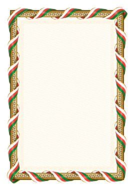 Madagaskar bayrağı ile dikey çerçeve ve sınır, sertifikanız ve diplomanız için şablon unsurları. Vektör.