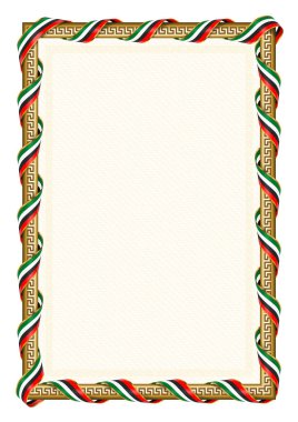 Birleşik Arap Emirlikleri bayrağı ile dikey çerçeve ve sınır, sertifikanız ve diplomanız için şablon unsurları. Vektör.