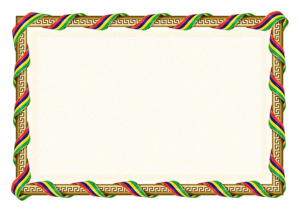 Горизонтальна Рама Кордон Прапором Маврикію Шаблонні Елементи Сертифікату Диплома Вектор — стоковий вектор