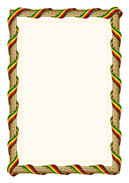Вертикальная Рамка Граница Флагом Зимбабве Элементы Шаблона Вашего Сертификата Диплома — стоковый вектор