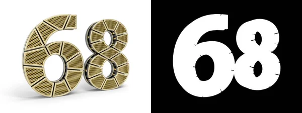 Guld Nummer Sextioåtta Nummer Skuren Perforerat Guld Segment Med Alfakanal — Stockfoto