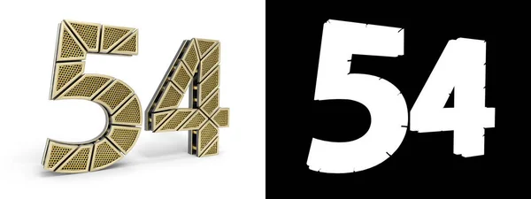 金数54 54番 アルファチャンネルと白の背景の影を持つ金セグメントにカットされる 3Dイラスト — ストック写真