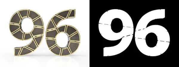 Gold Nummer Sechsundneunzig Zahl Perforierte Goldsegmente Mit Alphakanal Und Schatten — Stockfoto