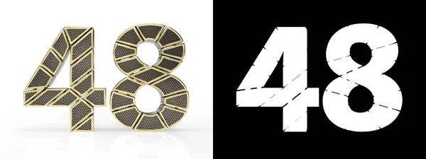 Goud Nummer Achtenveertig Nummer Gesneden Geperforeerde Gouden Segmenten Met Alpha — Stockfoto