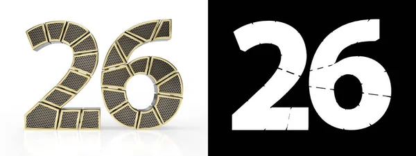 Gold Number Twenty Six Number Cut Perforated Gold Segments Alpha — Stock Photo, Image