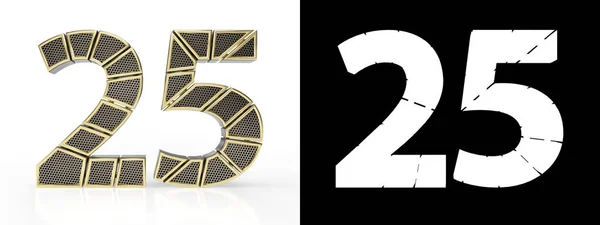 Gold Number Twenty Five Number Cut Perforated Gold Segments Alpha — Stock Photo, Image