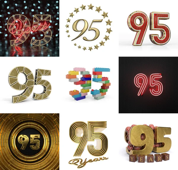 Set Ninety Five Year Birthday Number Graphic Design Element Anniversary — Stock Photo, Image