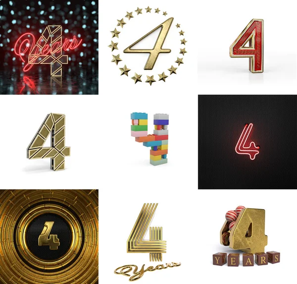 Fyra Års Födelsedag Nummer Grafiskt Designelement Årsdagen Nummer Mall Element — Stockfoto