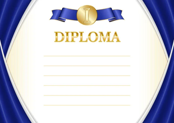 Avrupa Birliği Bayrağı Ile Yatay Çerçeve Sınırı Sertifika Diploma Için — Stok Vektör
