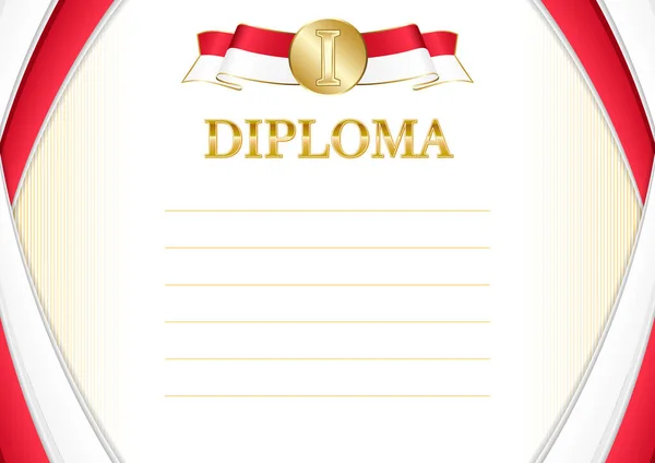 Pozioma Rama Granica Flagą Monako Szablon Elementów Certyfikatu Dyplomu Wektor — Wektor stockowy