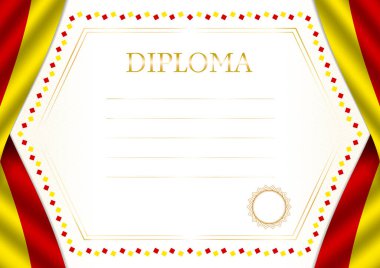 Makedonya bayrağı ile yatay çerçeve ve sınır, sertifika ve diploman için şablon unsurları. Vektör.