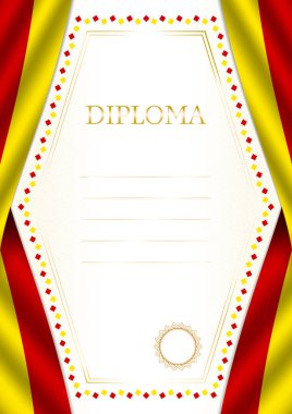 Makedonya bayrağı ile dikey çerçeve ve sınır, sertifika ve diploman için şablon unsurları. Vektör.