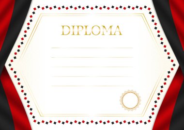 Karadağ bayrağı ile yatay çerçeve ve sınırı, sertifika ve diplomanız için şablon unsurları. Vektör.