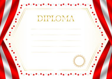 Kanada bayrağı ile yatay çerçeve ve sınır, sertifikanız ve diplomanız için şablon unsurları. Vektör.