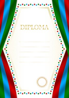 Karelia bayrağı ile dikey çerçeve ve sınır, sertifikan ve diploman için şablon unsurları. Vektör.