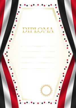 Suriye bayrağı ile dikey çerçeve ve sınır, sertifikanız ve diplomanız için şablon unsurları. Vektör.