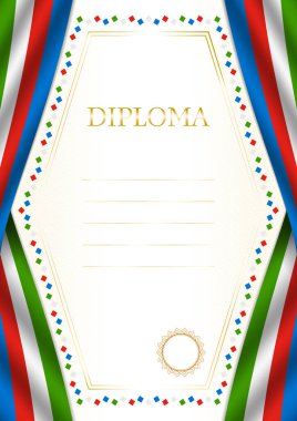 Ekvator Gine bayrağı ile dikey çerçeve ve sınır, sertifikanız ve diplomanız için şablon unsurları. Vektör.