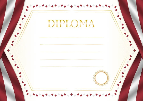 Letonya Bayrağı Ile Yatay Çerçeve Sınır Sertifikanız Diplomanız Için Şablon — Stok Vektör