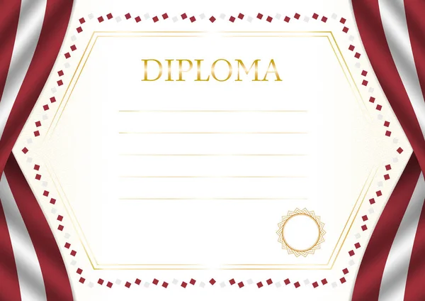 Vízszintes Keret Határ Lettország Zászló Sablon Elemek Tanúsítvány Diploma Vektor — Stock Vector