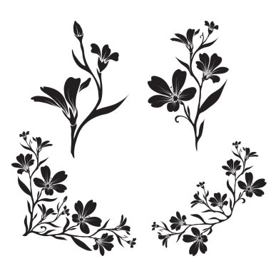 Chickweed grafik çiçek siluetleri