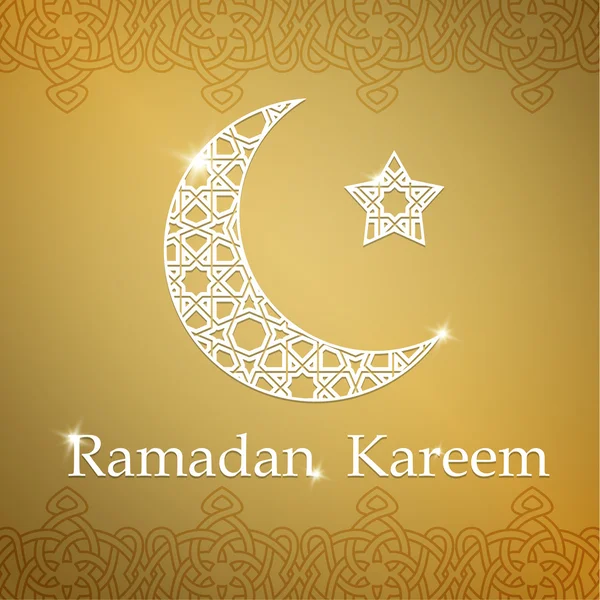 Ramadan Kareem cartão de saudação com meia lua e estrela — Vetor de Stock