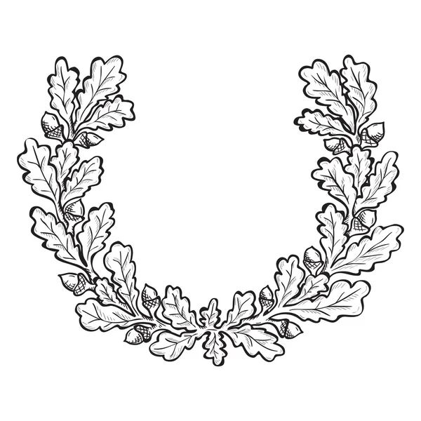 Художественная ручная иллюстрация дубового венка — стоковый вектор