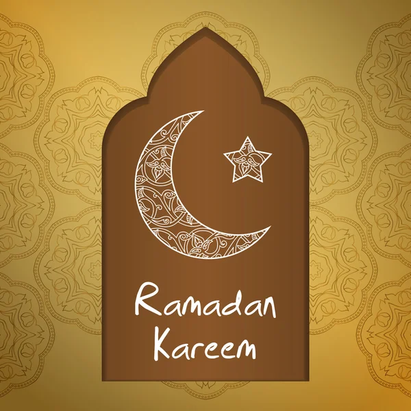 Ramadan Kareem üdvözlés kártya-val félhold és csillag — Stock Vector