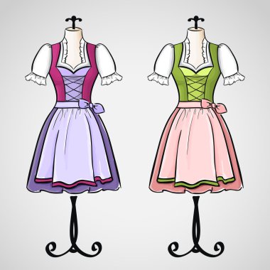 elle çizilmiş dirndl elbiseyi mankeni.