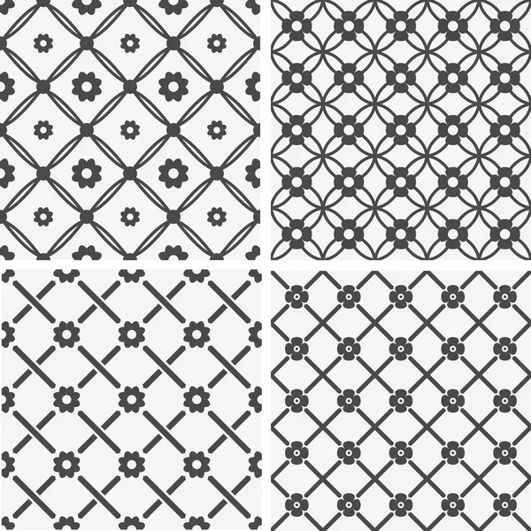 Vector naadloze betegeling patronen - geometrische bloemen — Stockvector