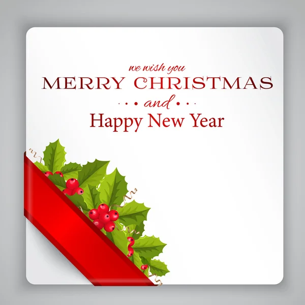 Merry christmas card med holly — Stock vektor
