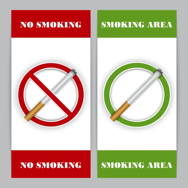 Sigara ve sigara alan işaretleri — Stok Vektör
