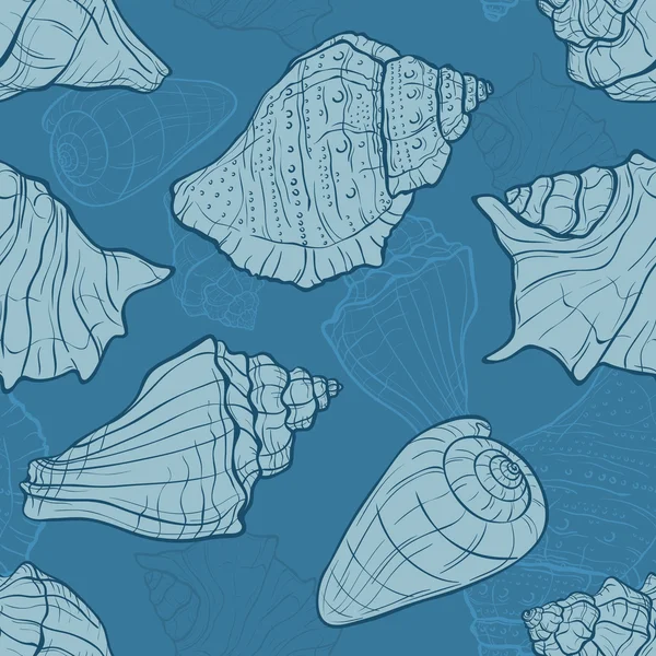 Patrón sin costuras con conchas marinas — Archivo Imágenes Vectoriales