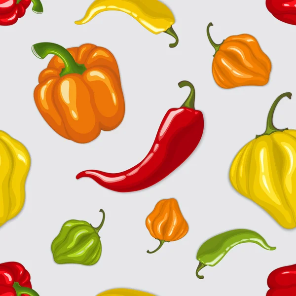 Seamless vector pattern with chili peppers — Stock Vector