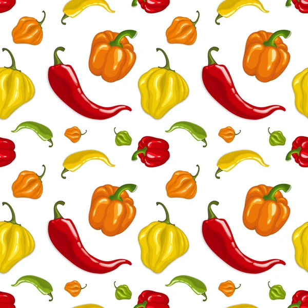 Seamless vector pattern with chili peppers — Stock Vector
