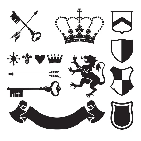 Heraldische silhouetten voor tekens en symbolen — Stockvector