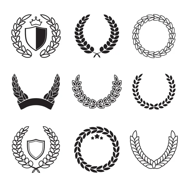 Silhouette laurel wreaths in different  shapes — Stock Vector