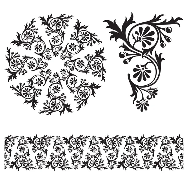 Borde de baldosas florales sin costuras — Vector de stock