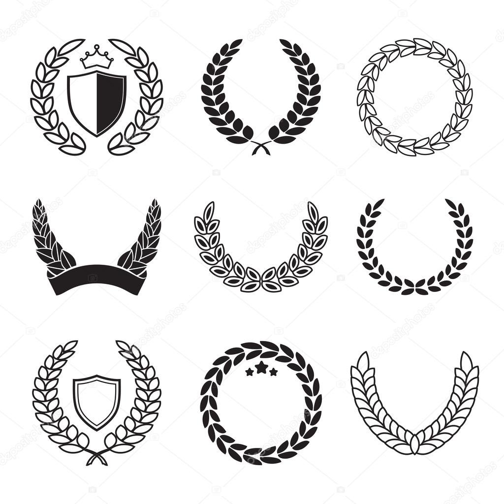Silhouette laurel wreaths in different  shapes